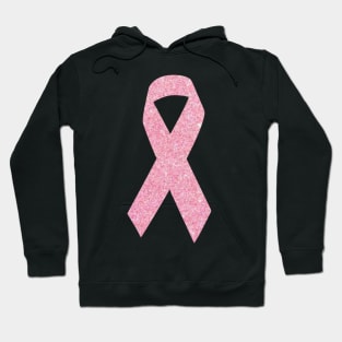 Pink Faux Glitter Awareness Ribbon Hoodie